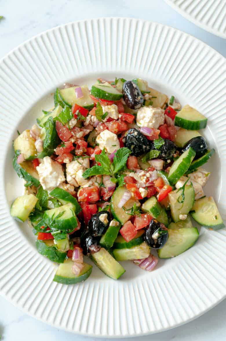 Vraie salade grecque et sa vinaigrette originale Marie Food Tips
