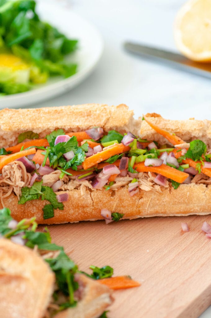 Zoom in on a Banh Mi.