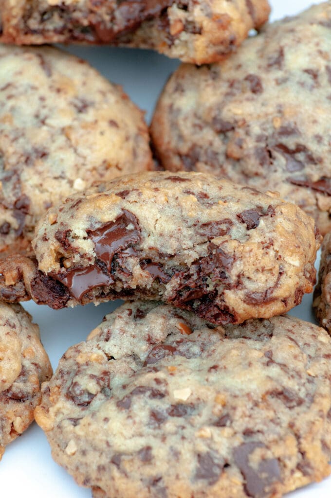 Crunchy cookies with lots of melted chocolate.
