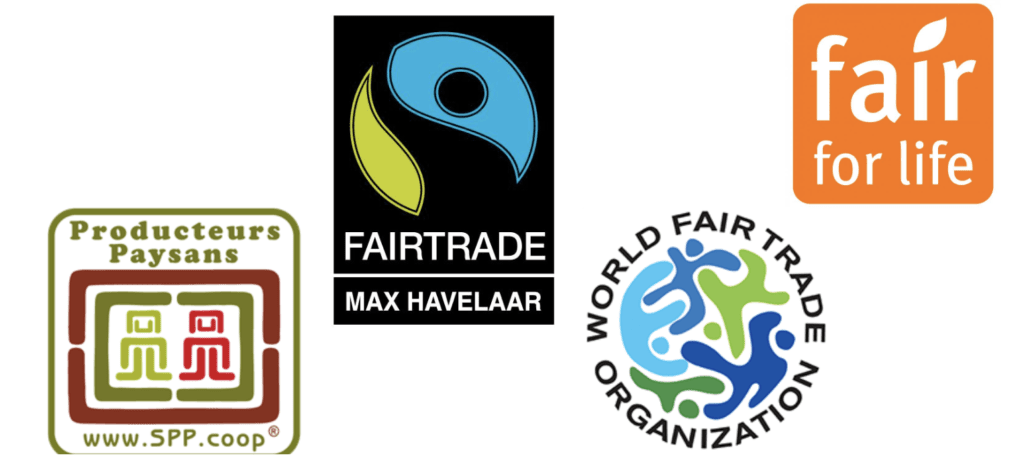 Les différents logos du commerce équitable.