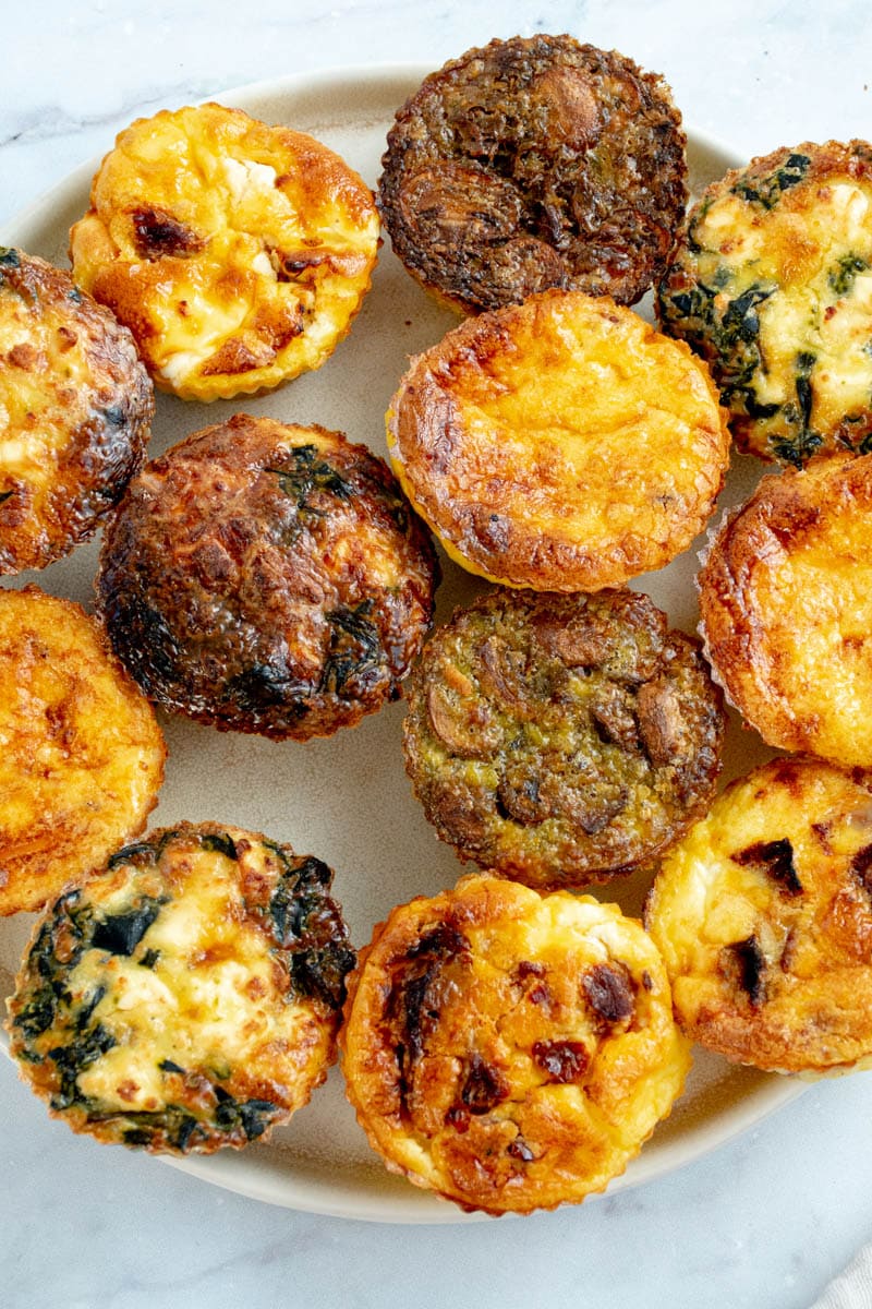 Mini quiches without pastry on a plate
