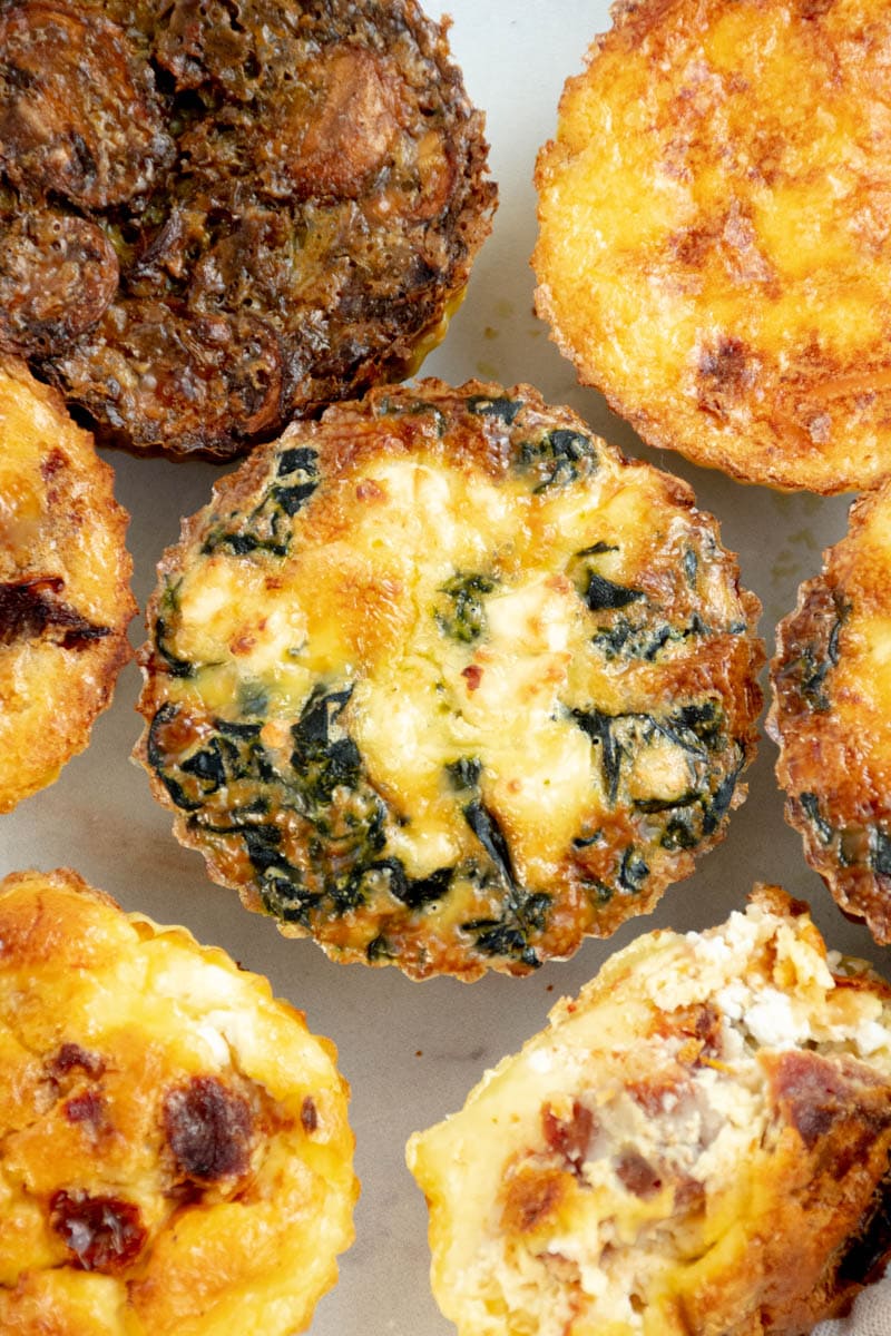 Mini quiches without pastry on a plate