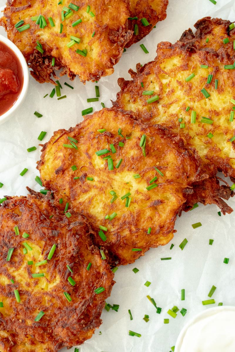 Rosti with a few sprigs of chives.