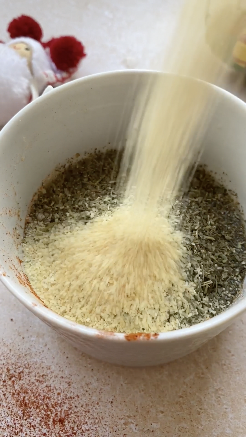 Garlic powder added to the mixture.