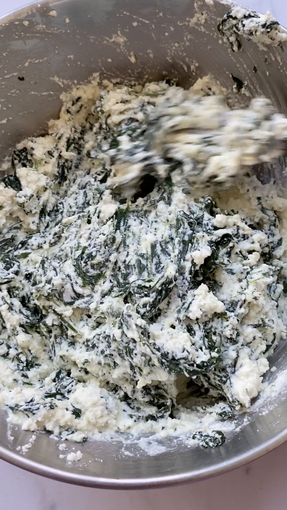 Ricotta and spinach filling ready.