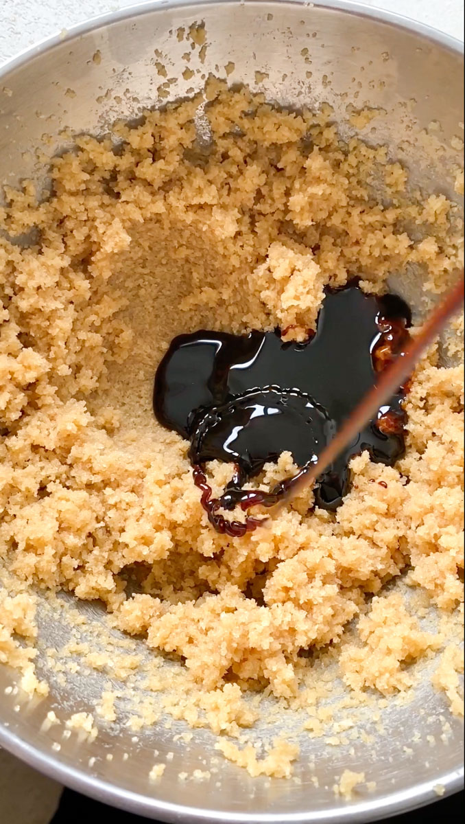 Molasses added to the mixture.