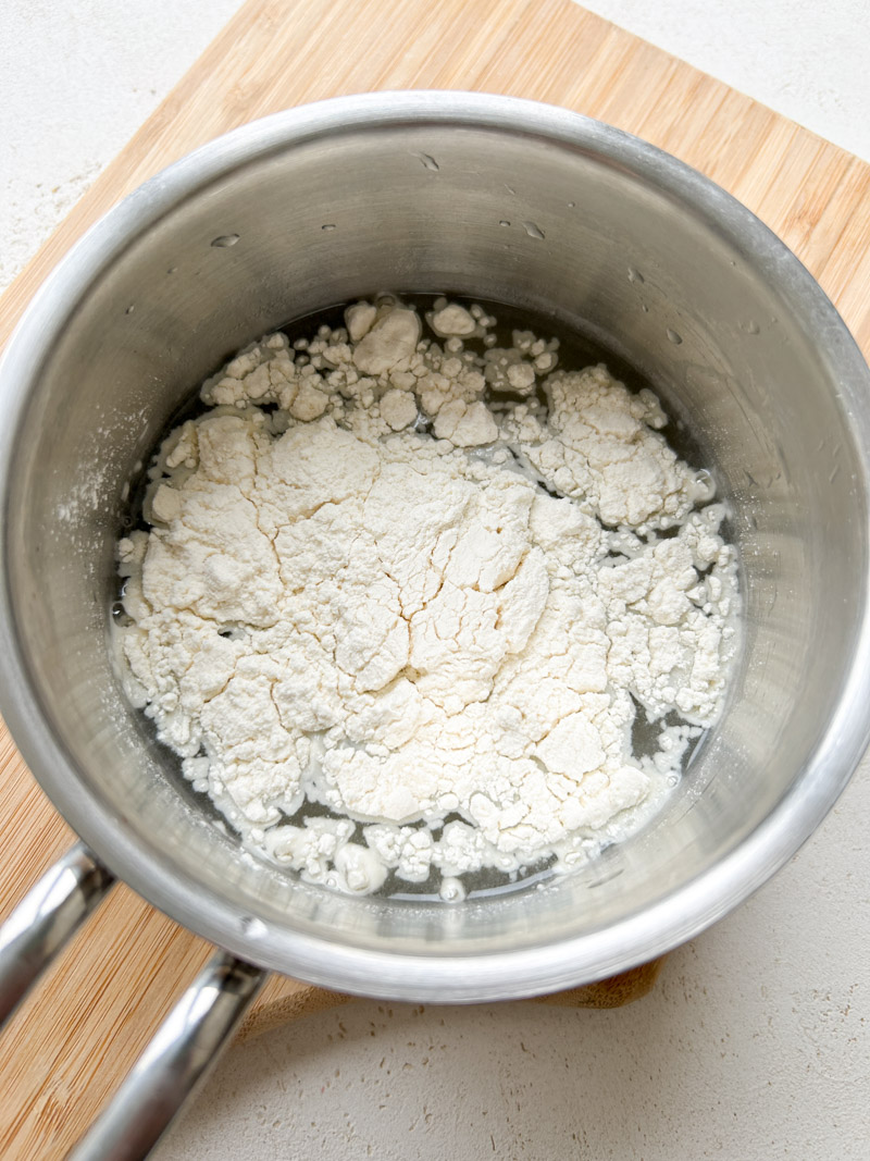 Flour and water in a saucepan.