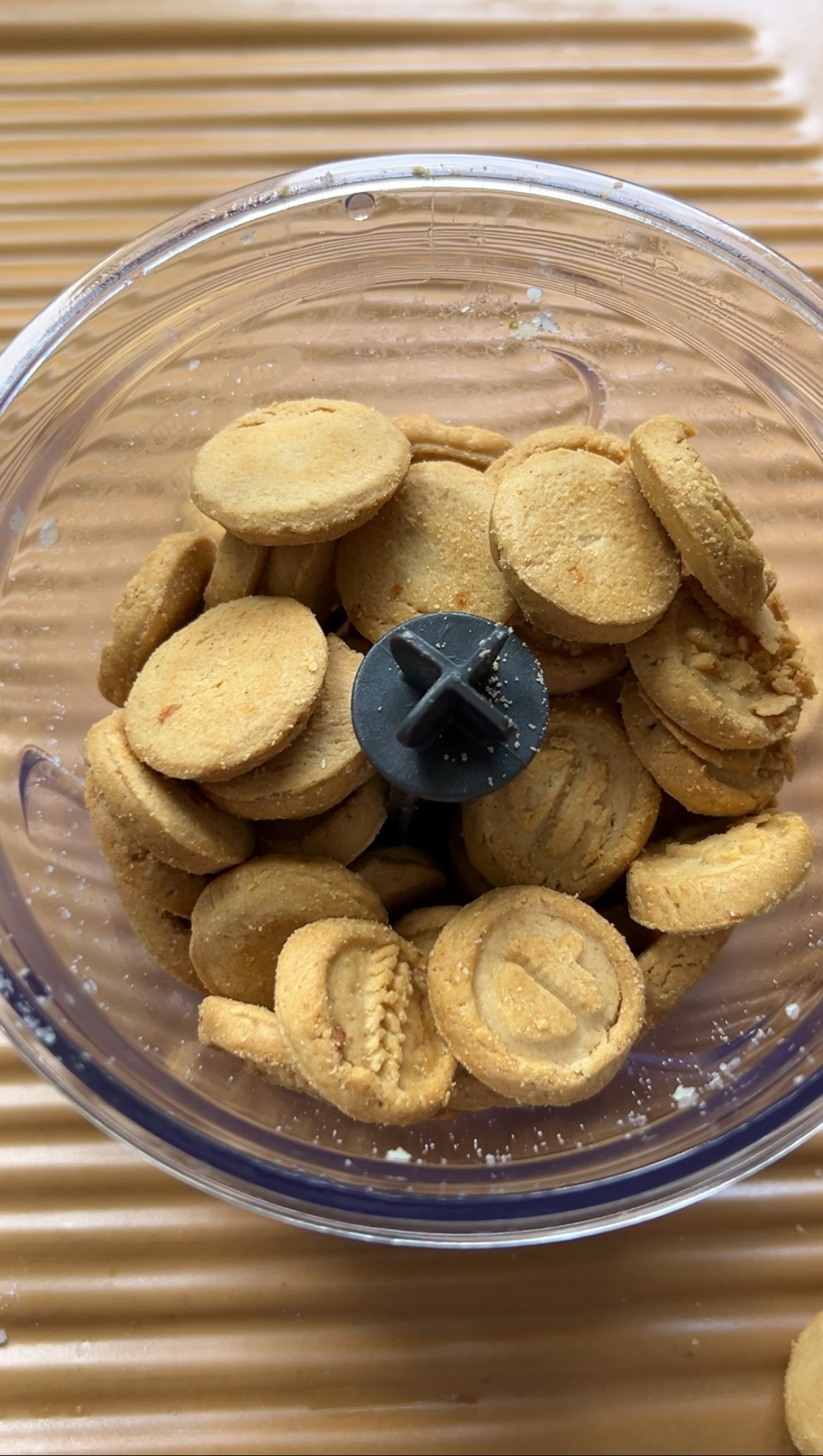 Savory cookies in a blender.